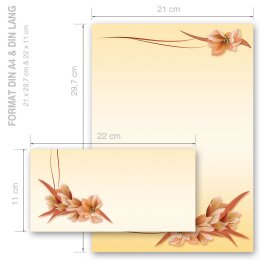 200-pc. Complete Motif Letter Paper-Set FLOWER PETALS