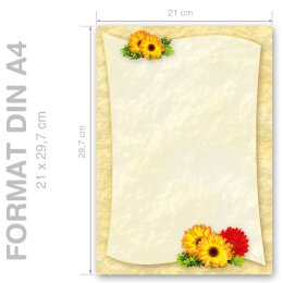 Briefpapier GERBERA - DIN A4 Format 100 Blatt
