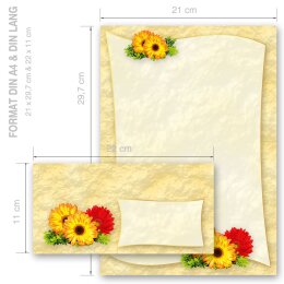 100-pc. Complete Motif Letter Paper-Set GERBERA
