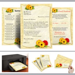 100-pc. Complete Motif Letter Paper-Set GERBERA