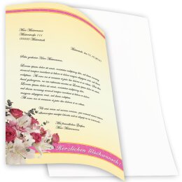 50 fogli di carta da lettera decorati CONGRATULAZIONI DIN A4