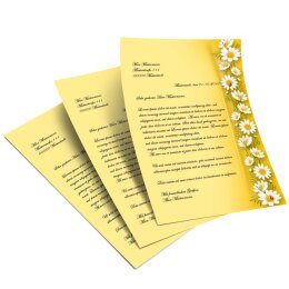 Papel de carta MANZANILLA - 50 Hojas formato DIN A5 - Flores & Pétalos
