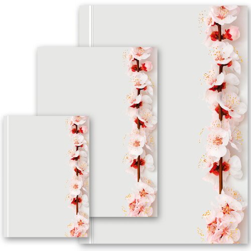 FLORES DE CEREZO Briefpapier Motivo de flores CLASSIC , DIN A4, DIN A5 & DIN A6, MBC-8333