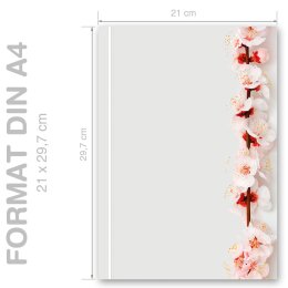 FLORES DE CEREZO Briefpapier Motivo de flores CLASSIC 20 hojas de papelería, DIN A4 (210x297 mm), A4C-8333-20