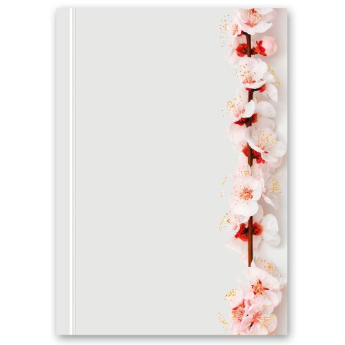 Papel de carta FLORES DE CEREZO - 100 Hojas formato DIN A4 Flores & Pétalos, Motivo de flores, Paper-Media