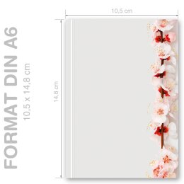 FLORES DE CEREZO Briefpapier Motivo de flores CLASSIC 100 hojas de papelería, DIN A6 (105x148 mm), A6C-670-100