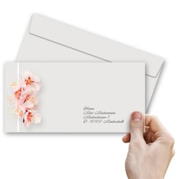 50 patterned envelopes CHERRY BLOSSOMS in standard DIN long format (windowless)