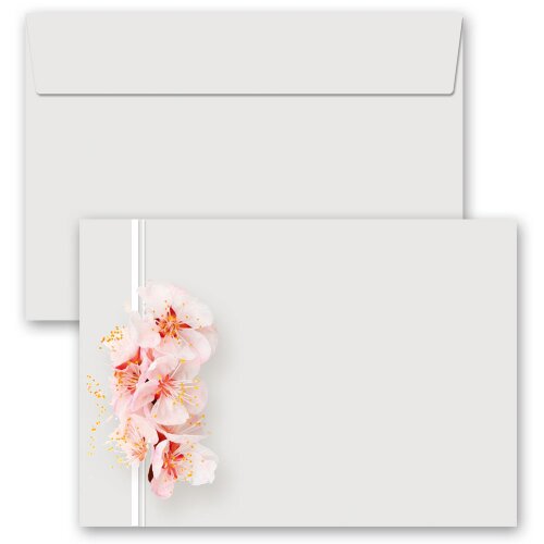 10 patterned envelopes CHERRY BLOSSOMS in C6 format (windowless) Flowers & Petals, Colored, Paper-Media