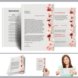 200-pc. Complete Motif Letter Paper-Set CHERRY BLOSSOMS