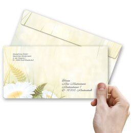 DAISIES Briefumschläge Flowers motif CLASSIC 10 envelopes (windowless), DIN LONG (220x110 mm), DLOF-8330-10