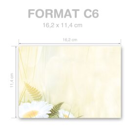10 sobres estampados MARGARITAS - Formato: C6 (162 x 114 mm) (sin ventana)