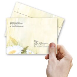25 patterned envelopes DAISIES in C6 format (windowless)