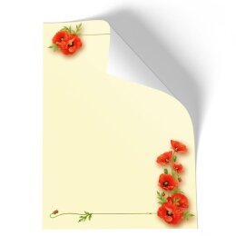 20 fogli di carta da lettera decorati Fiori & Petali FIORI DEL PAPAVERO DIN A4 - Paper-Media