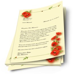 Papier à motif FLEURS DE PAVOT 50 feuilles DIN A4