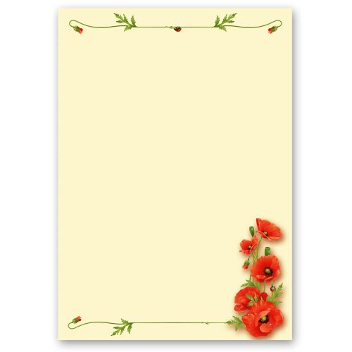 Briefpapier MOHNBLUMEN - DIN A5 Format 100 Blatt