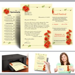 10 enveloppes à motifs au format DIN LONG - FLEURS DE PAVOT (sans fenêtre)