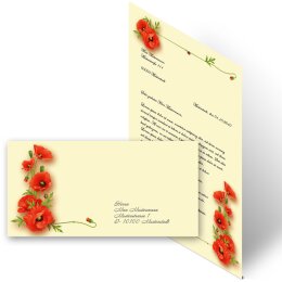 20-pc. Complete Motif Letter Paper-Set POPPY