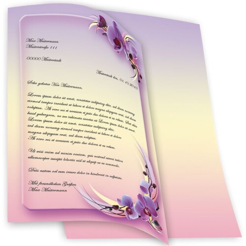 Motif Letter Paper! ORCHID BLOSSOMS