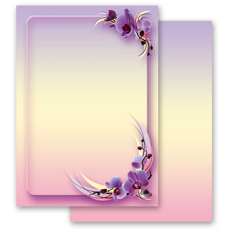 Papier à Lettres Motifs Orchidées - 20 Feuilles A4 Recto/verso, Imprimable Jet D'encre/laser, Qualité Offset