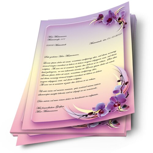 Briefpapier ORCHIDEENBLÜTEN - DIN A4 Format 50 Blatt