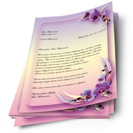 Motif Letter Paper! ORCHID BLOSSOMS 100 sheets DIN A4