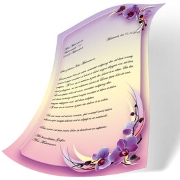 Papel de carta Flores & Pétalos FLORES DE ORQUÍDEAS - 50 Hojas formato DIN A5 - Paper-Media