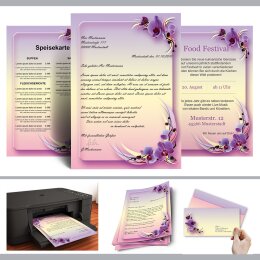 Motiv-Briefpapier Set ORCHIDEENBLÜTEN - 40-tlg. DL (ohne Fenster)