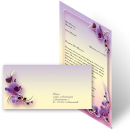 100-pc. Complete Motif Letter Paper-Set ORCHID BLOSSOMS