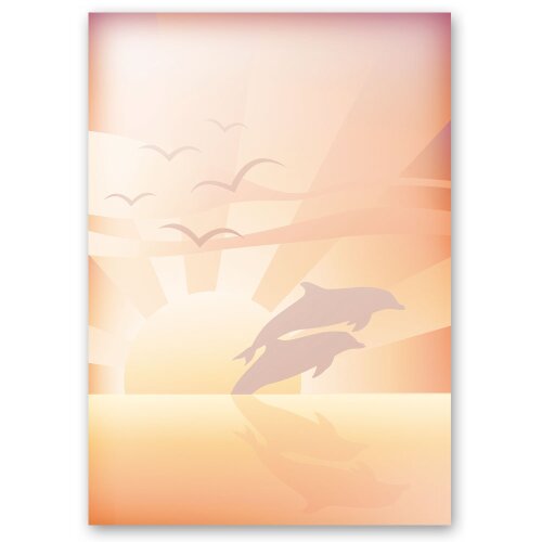 Motif Letter Paper! DOLPHINS AT SUNSET Travel & Vacation, Animals, Animals, Paper-Media