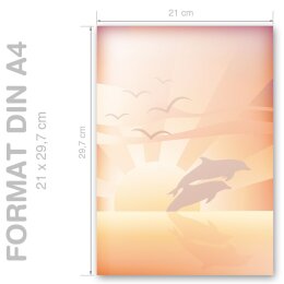 DOLPHINS AT SUNSET Briefpapier Animals CLASSIC 20 sheets, DIN A4 (210x297 mm), A4C-8028-20