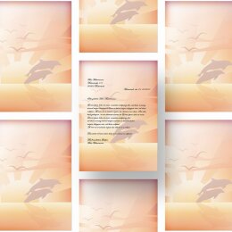 Motif Letter Paper! DOLPHINS AT SUNSET 50 sheets DIN A4