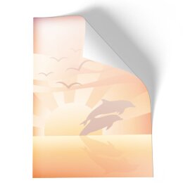 Papeterie-motif DAUPHINS AU COUCHER DE SOLEIL | Voyage & Vacances, Animaux | Papeterie de haute qualité DIN A4 - 250 feuilles | 90 g/m ² | Imprimé dun côté | commander en ligne! | Paper-Media