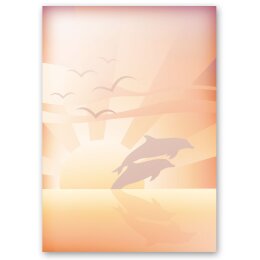Motif Letter Paper! DOLPHINS AT SUNSET 250 sheets DIN A4 Travel & Vacation, Animals, Animals, Paper-Media