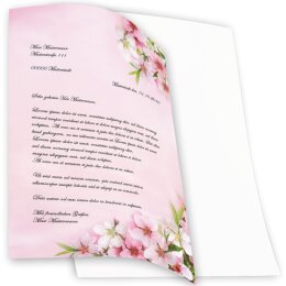 20 fogli di carta da lettera decorati Fiori & Petali, Stagioni - Primavera FIORI DI PESCO DIN A4 - Paper-Media