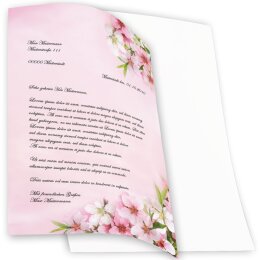 Papel de carta FLORES DE MELOCOTÓN  - 20 Hojas formato DIN A4