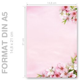 PEACH BLOSSOMS Briefpapier Birthday CLASSIC 100 sheets, DIN A5 (148x210 mm), A5C-120-100