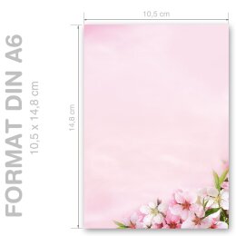 FLEURS DE PÊCHERS Briefpapier Anniversaire CLASSIC 100 feuilles de papeterie, DIN A6 (105x148 mm), A6C-671-100
