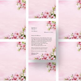 Papier à motif FLEURS DE PÊCHERS 100 feuilles DIN A6