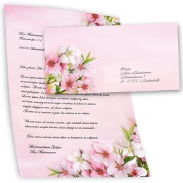 10 patterned envelopes PEACH BLOSSOMS in standard DIN long format (windowless)