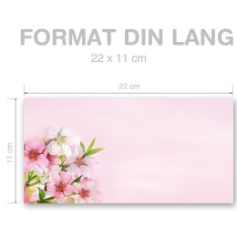 PFIRSICHBLÜTEN Briefumschläge Blumenmotiv CLASSIC 50 Briefumschläge (ohne Fenster), DIN LANG (220x110 mm), DLOF-8331-50