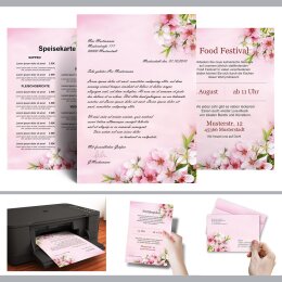 50 patterned envelopes PEACH BLOSSOMS in standard DIN long format (windowless)