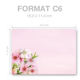 Envelopes Flowers & Petals, Seasons - Spring, PEACH BLOSSOMS 25 envelopes - DIN C6 (162x114 mm) | Self-adhesive | Order online! | Paper-Media