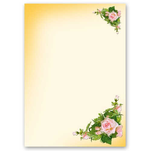 20 fogli di carta da lettera decorati Fiori & Petali ROSE ROSA DIN A4 - Paper-Media