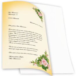 Motif Letter Paper! PINK ROSES 20 sheets DIN A4