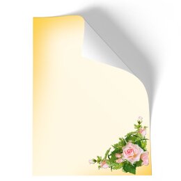 50 fogli di carta da lettera decorati ROSE ROSA DIN A4