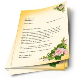 100 fogli di carta da lettera decorati ROSE ROSA DIN A4