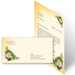 40-pc. Complete Motif Letter Paper-Set PINK ROSES