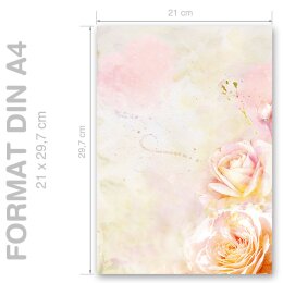 20 fogli di carta da lettera decorati Fiori & Petali ROSA DI FIORE DIN A4 - Paper-Media