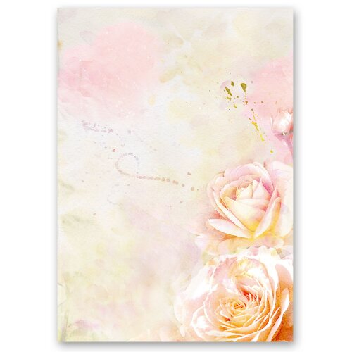 Motif Letter Paper! ROSE BLOSSOMS 100 sheets DIN A4 Flowers & Petals, Rose motif, Paper-Media
