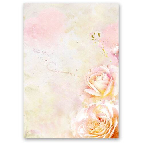 Briefpapier ROSENBLÜTEN - DIN A5 Format 100 Blatt Blumen & Blüten, Rosenmotiv, Paper-Media